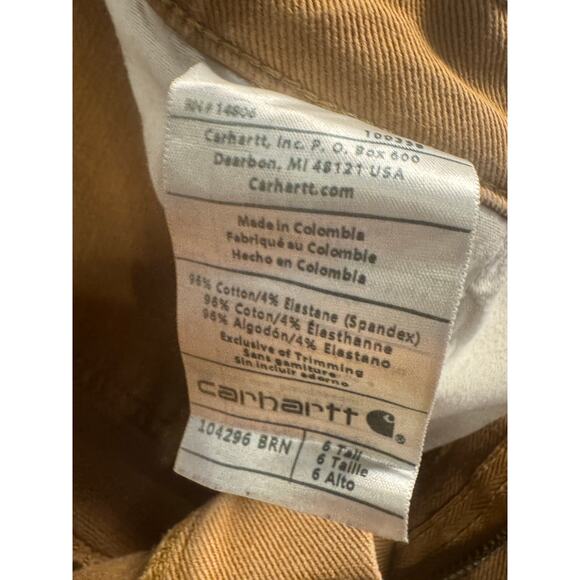 Carhartt 104296 BRN Women’s Relaxed Fit Stretch Double Knee Twill Pants Size 6L - Picture 4 of 10